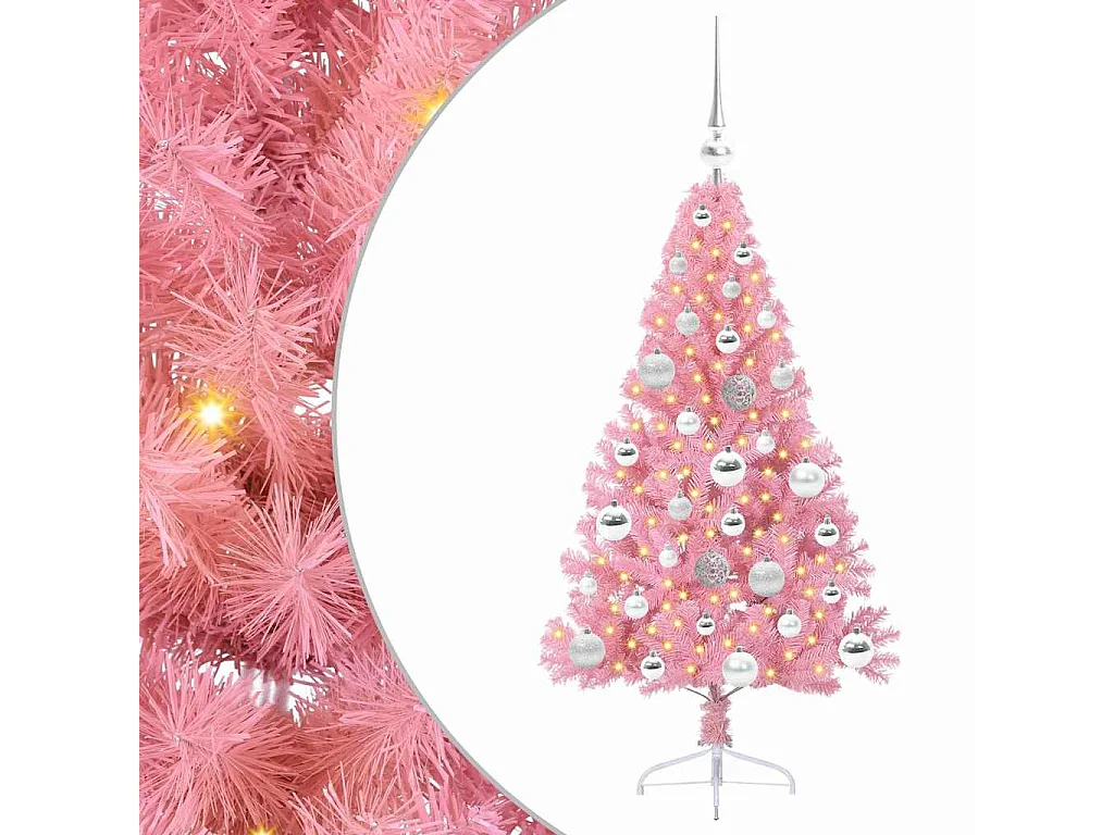 Sapin de Noël artificiel pré-éclairé Rose 120 cm PVC