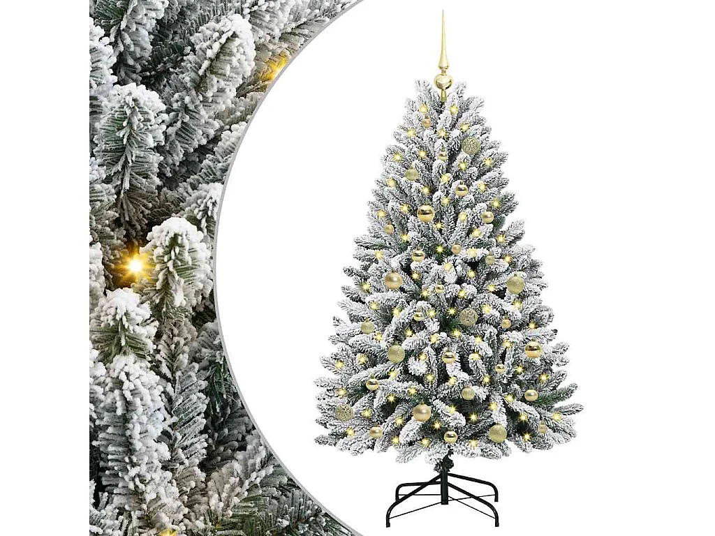 Künstlicher Weihnachtsbaum Grün und Weiß 150 cm PVC und Metall