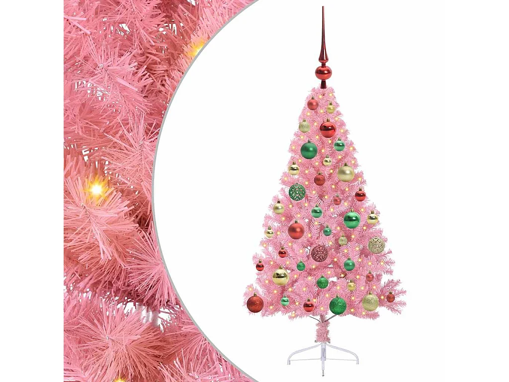 Sapin de Noël artificiel pré-éclairé Rose 120 cm PVC