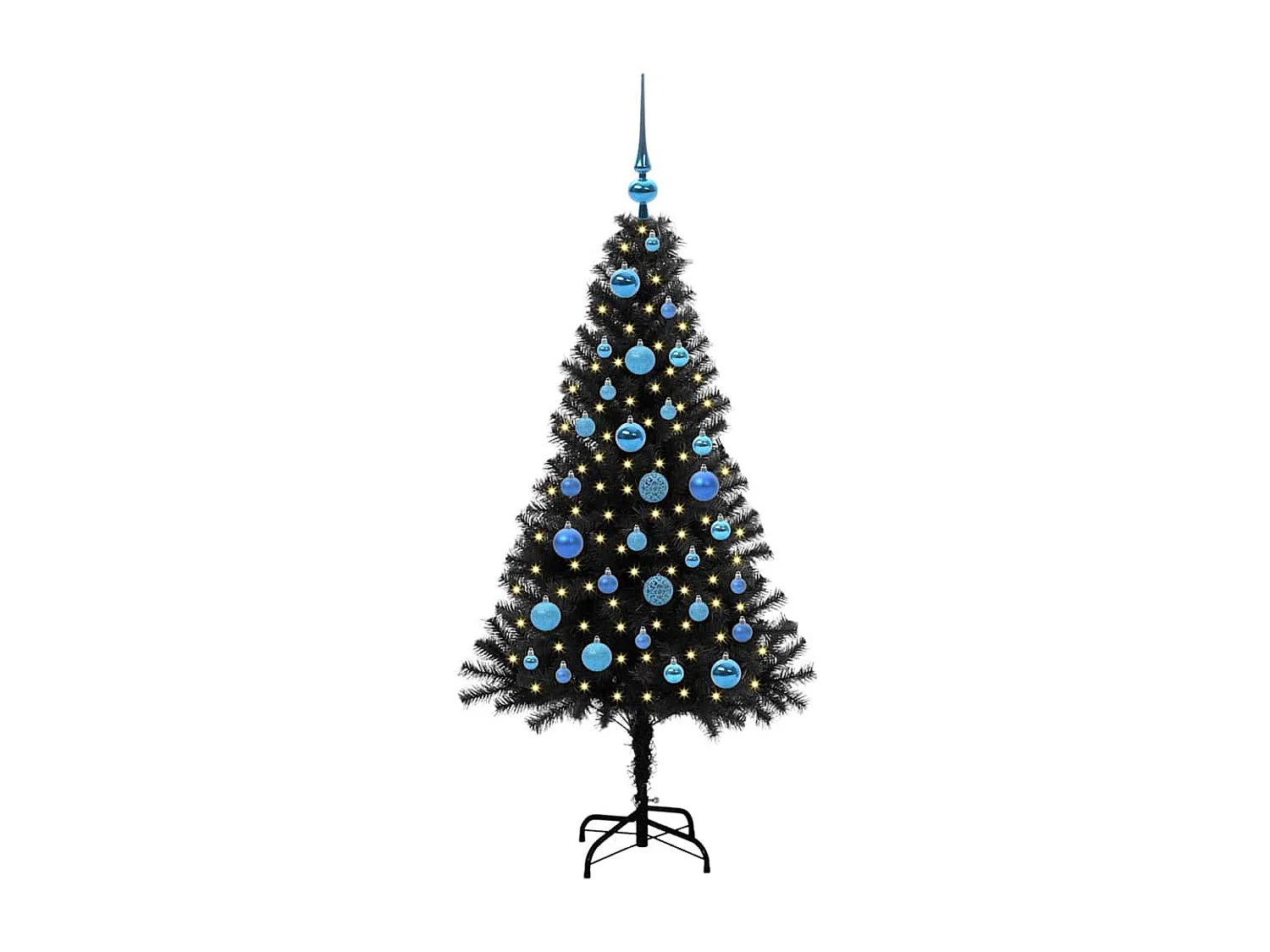 Weihnachtsbaum mit 150 LEDs mit Ständer Schwarz 150 cm PVC