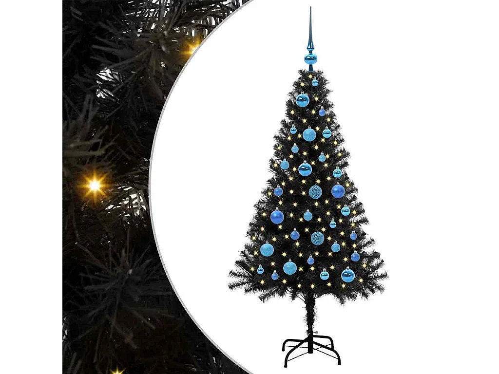 Sapin de Noël avec 150 LED avec support Noir 150 cm PVC