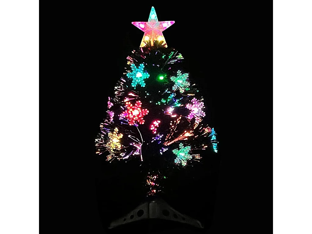 Sapin de Noël et flocons de neige LED Noir 64 cm Fibre optique