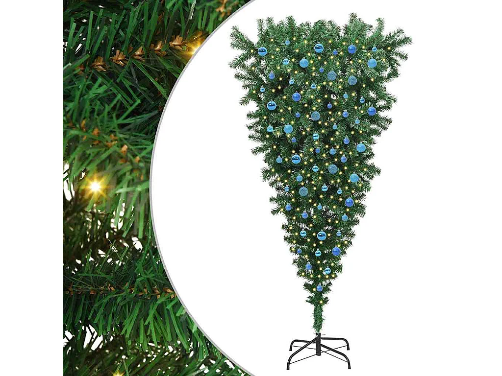 Arbre de Noël artificiel pré-éclairé à l'envers avec ensemble de boules
