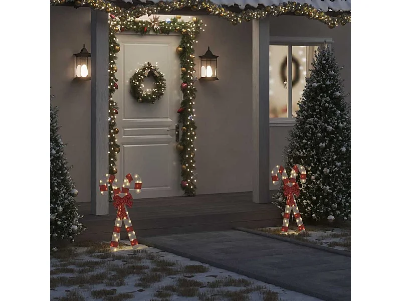 Décoration de Noël en forme de canne à sucre 50 LED blanc chaud