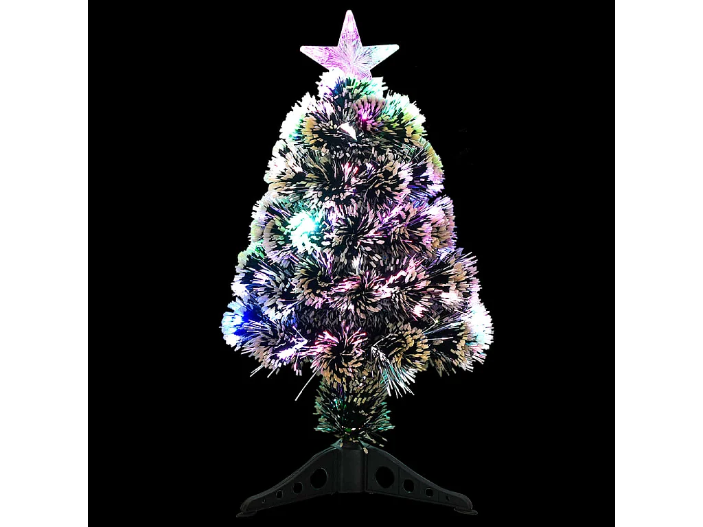 64 cm groene en witte voorverlichte glasvezelkerstboom