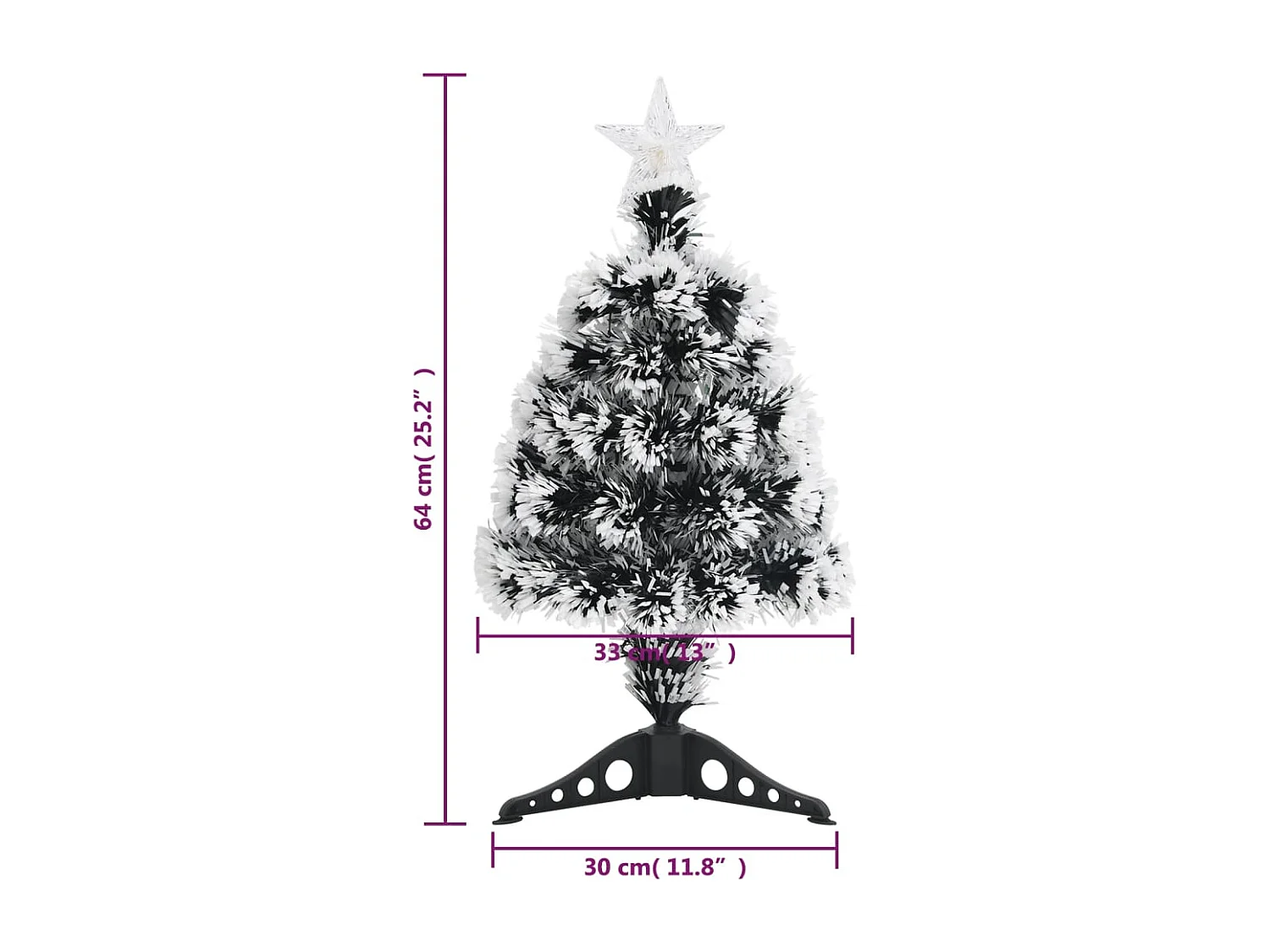 64 cm groene en witte voorverlichte glasvezelkerstboom