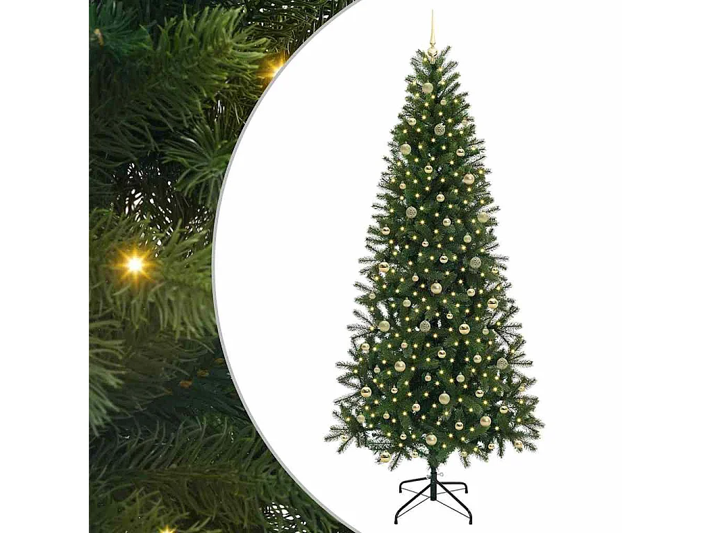 Künstlicher Weihnachtsbaum mit 300 LEDs Grün 240 cm PE und PVC