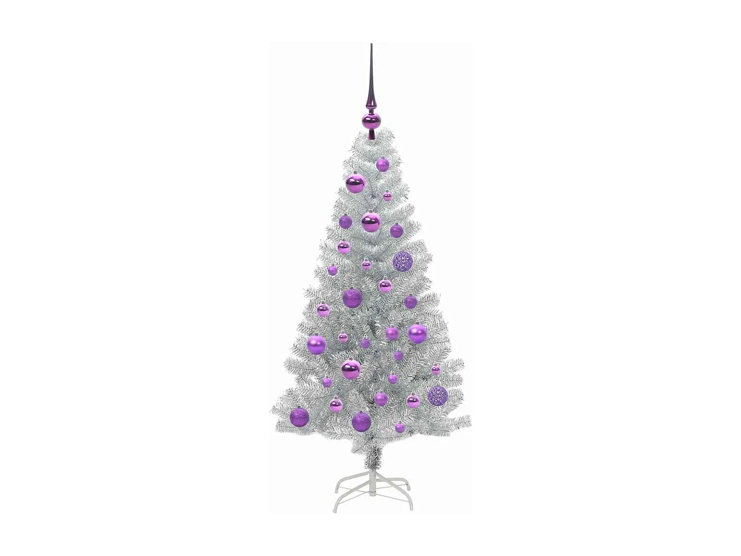 Sapin de Noël avec 150 LED avec support Argent 120 cm PET