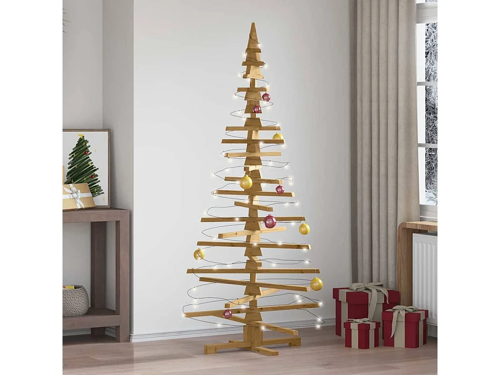 Arbre de Noël en bois Marron 180 cm Bois massif en pin