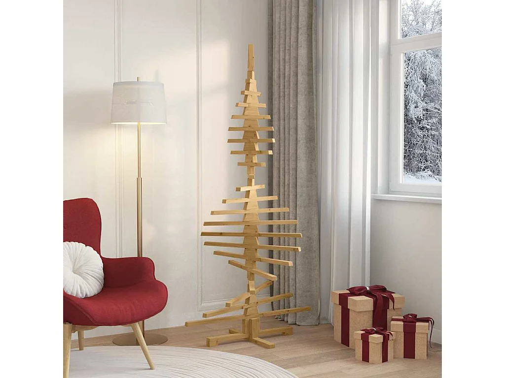 Arbre de Noël en bois Marron 180 cm Bois massif en pin