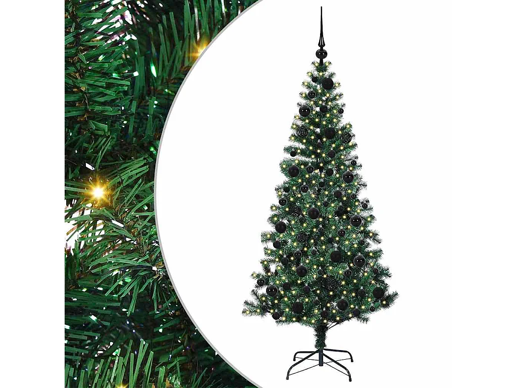 Albero di Natale artificiale preilluminato verde 180 cm PVC e metallo