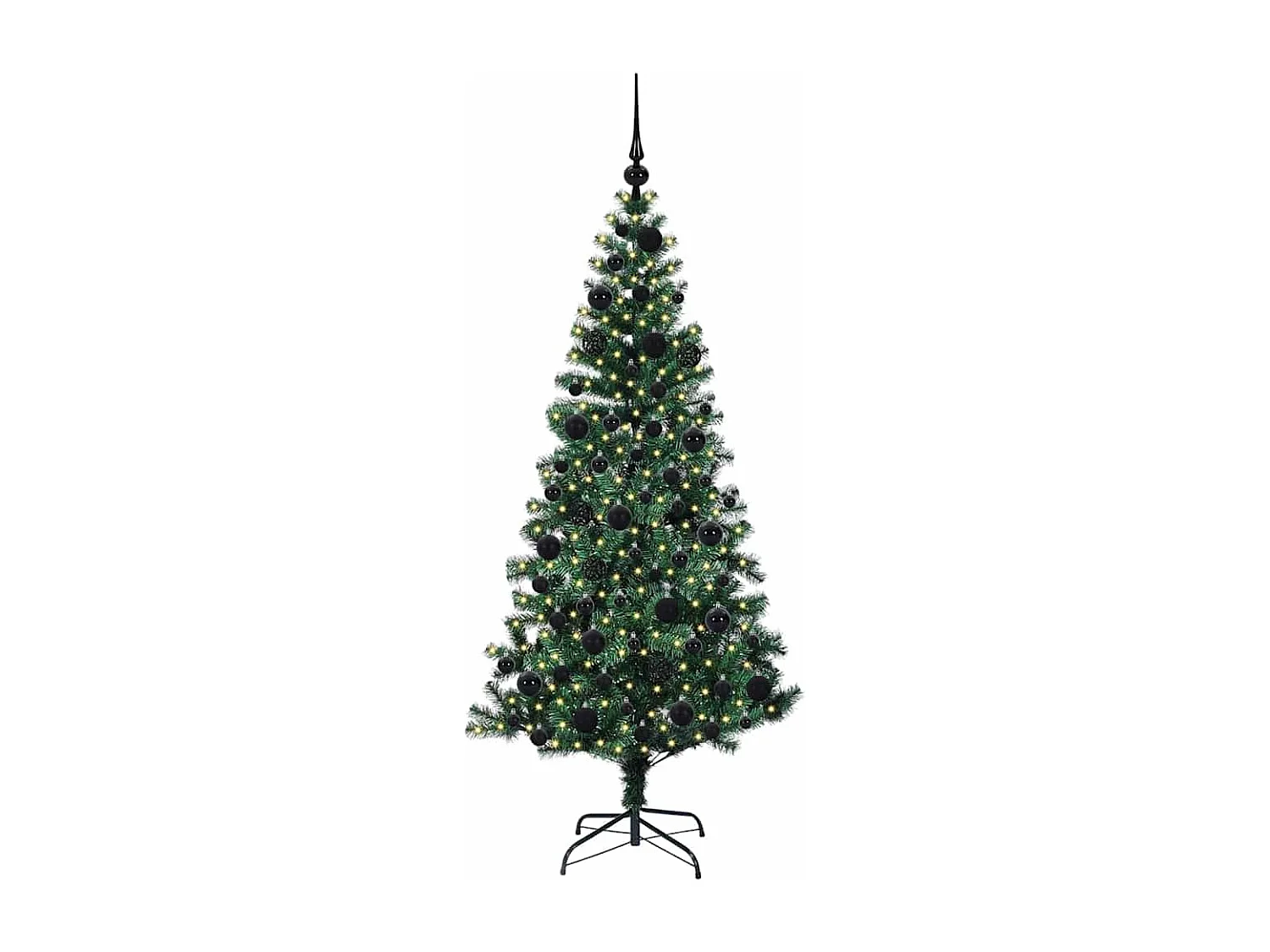 Albero di Natale artificiale preilluminato verde 180 cm PVC e metallo