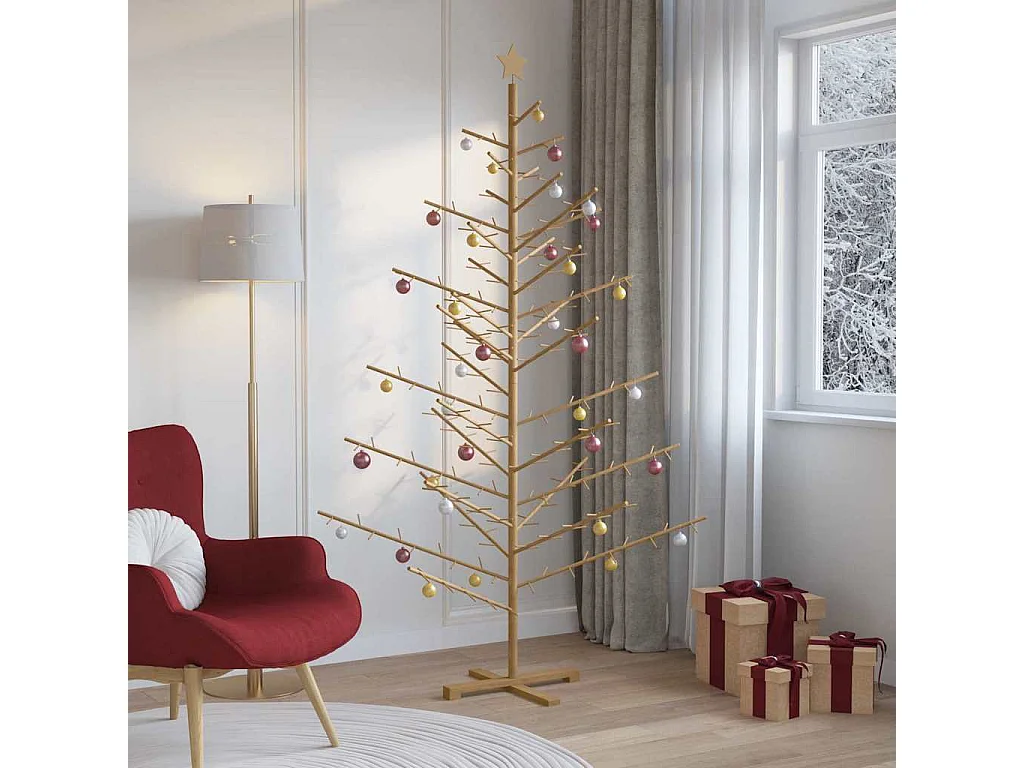 Arbre de Noël en bois Marron 210 cm Bois massif en pin