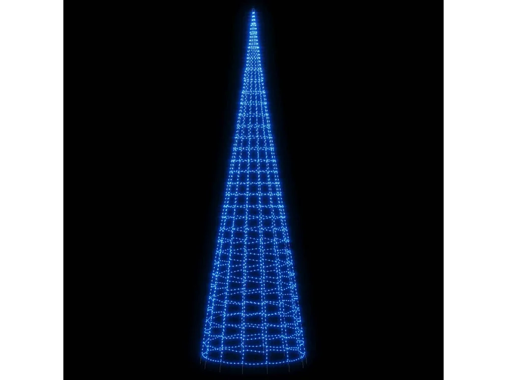 Sapin de Noël à LED sur mât de drapeau 3000 LED bleu 800 cm