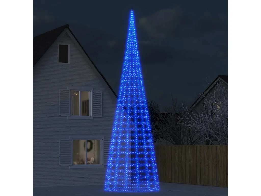 Albero di Natale a LED su pennone 3000 LED blu 800 cm