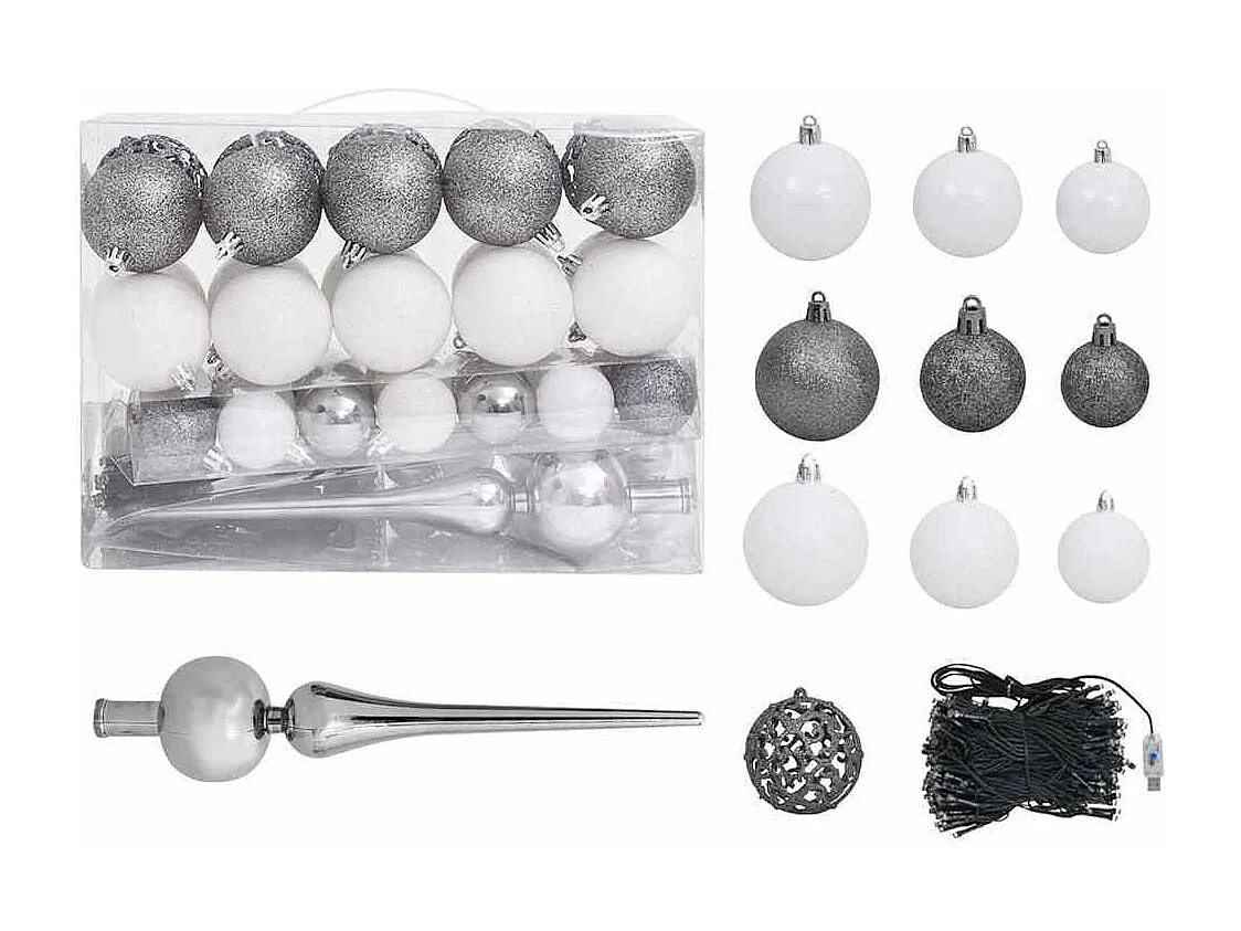 Arbre de Noël artificiel pré-éclairé et boules vert 120 cm PVC