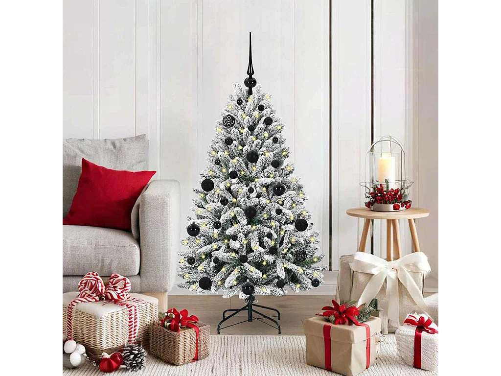 Sapin de Noël artificiel Vert et blanc 120 cm PVC et métal