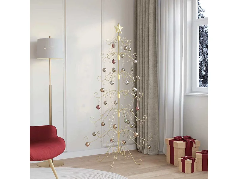 Weihnachtsbaum aus goldenem Metall, 180 cm, pulverbeschichteter Stahl