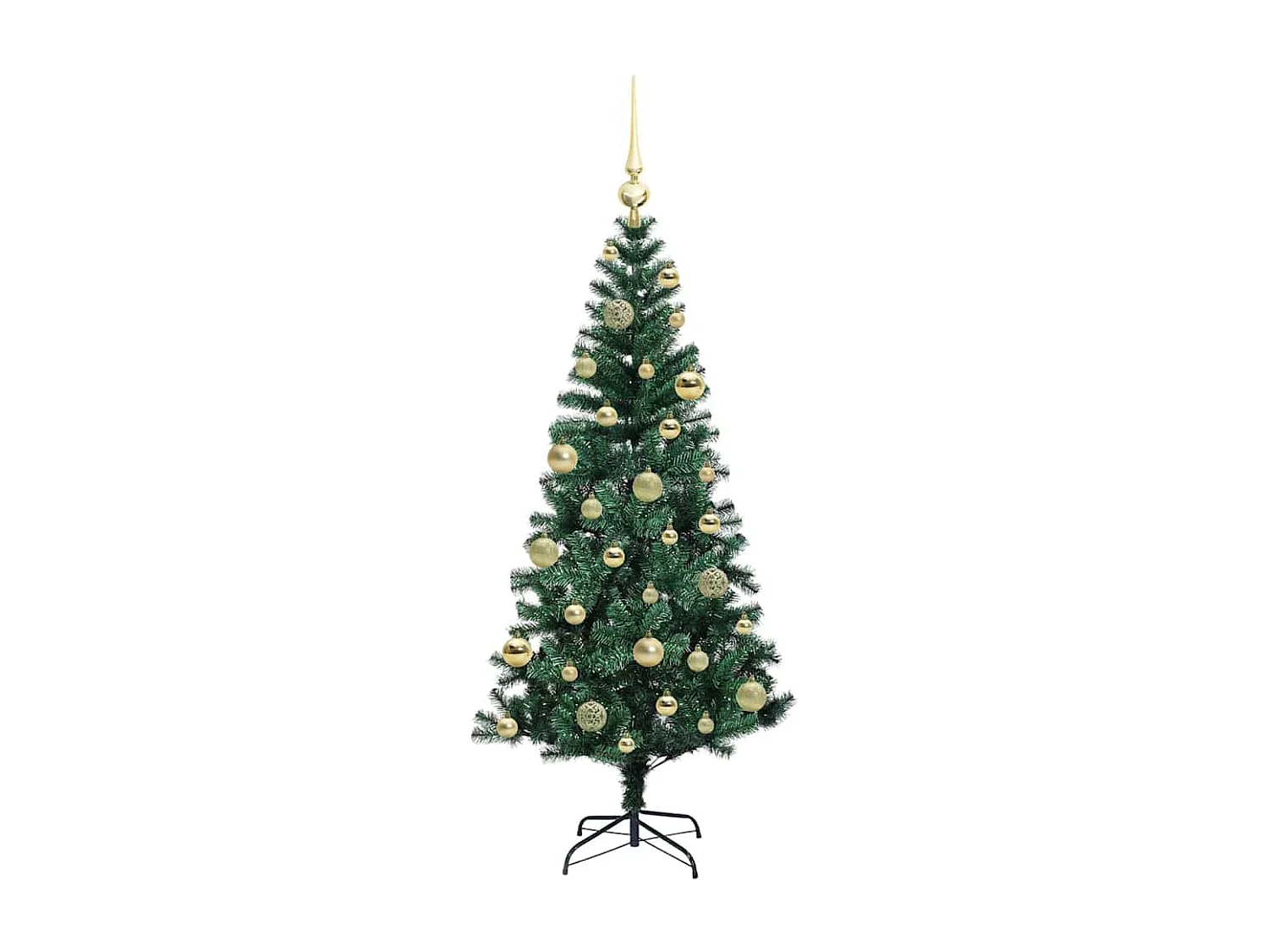 Voorverlichte kunstkerstboom groen 120 cm PVC en metaal