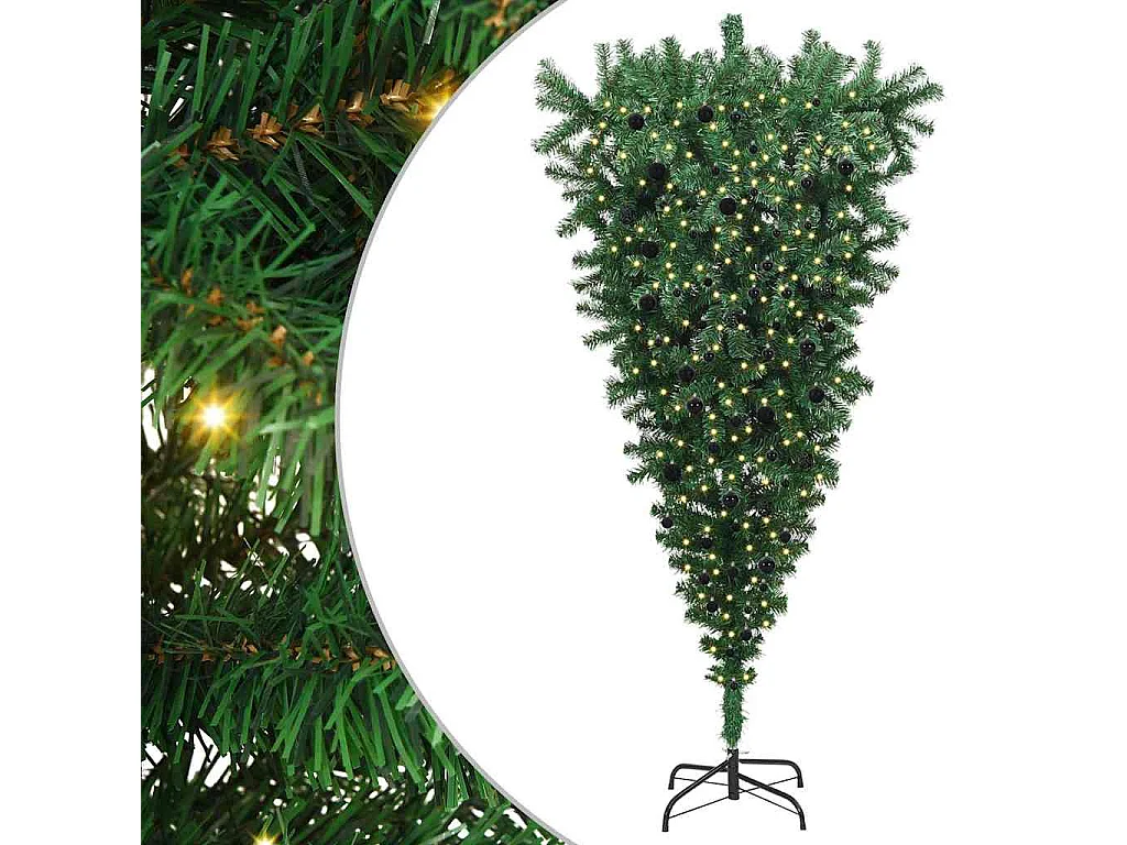 Arbre de Noël artificiel pré-éclairé inversé avec ensemble de boules