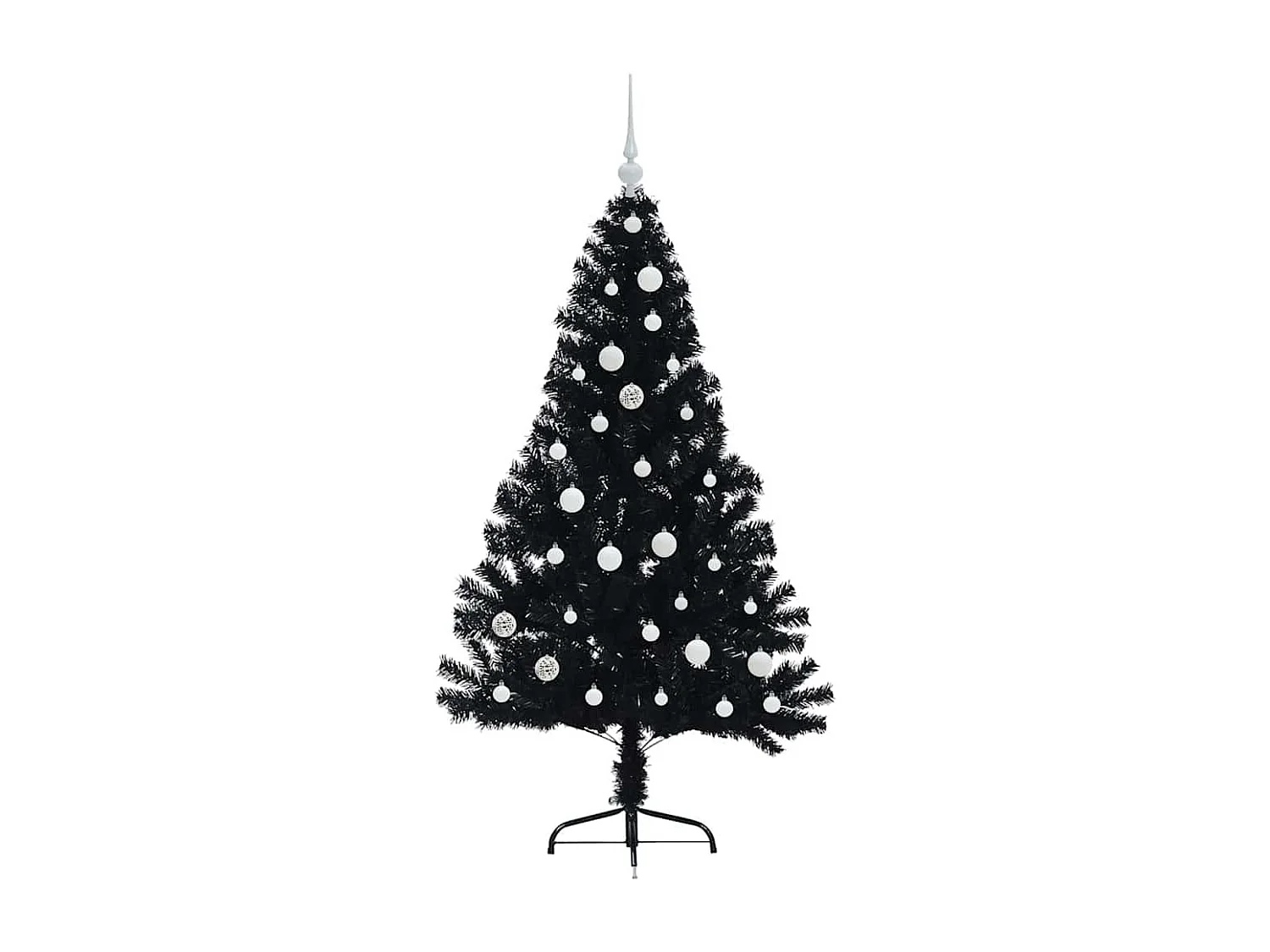 Sapin de Noël artificiel pré-éclairé Noir 150 cm PVC
