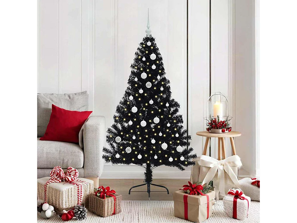 Albero di Natale artificiale preilluminato nero 150 cm in PVC