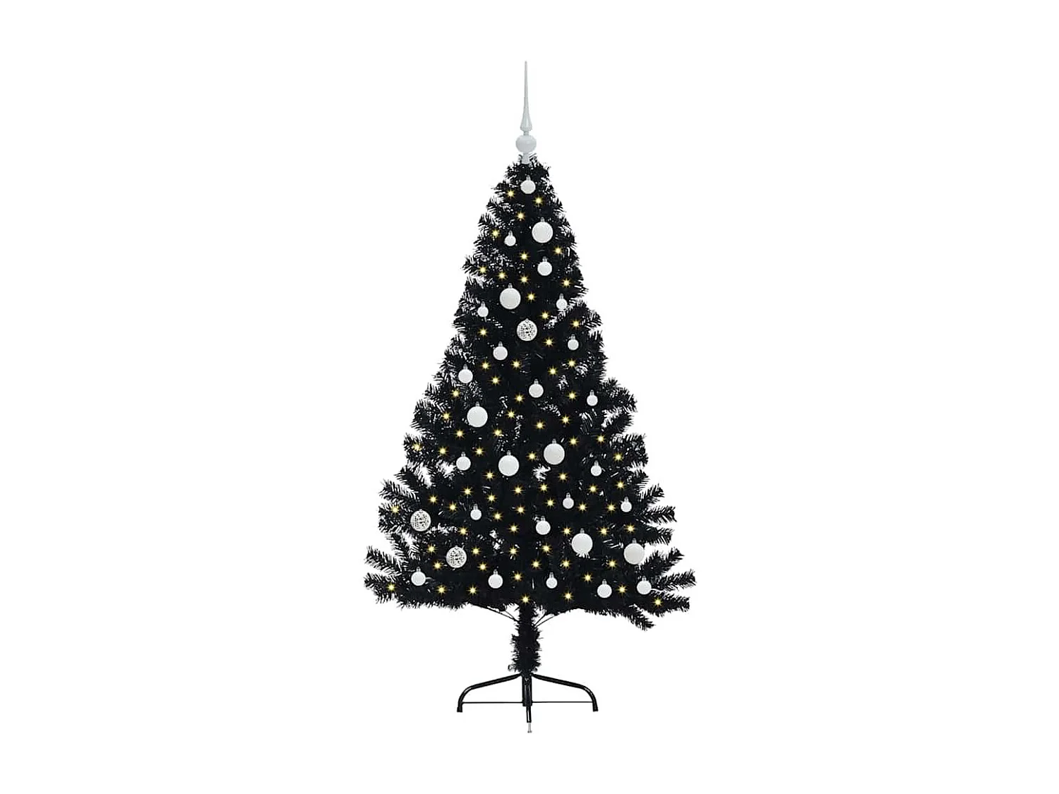 Albero di Natale artificiale preilluminato nero 150 cm in PVC