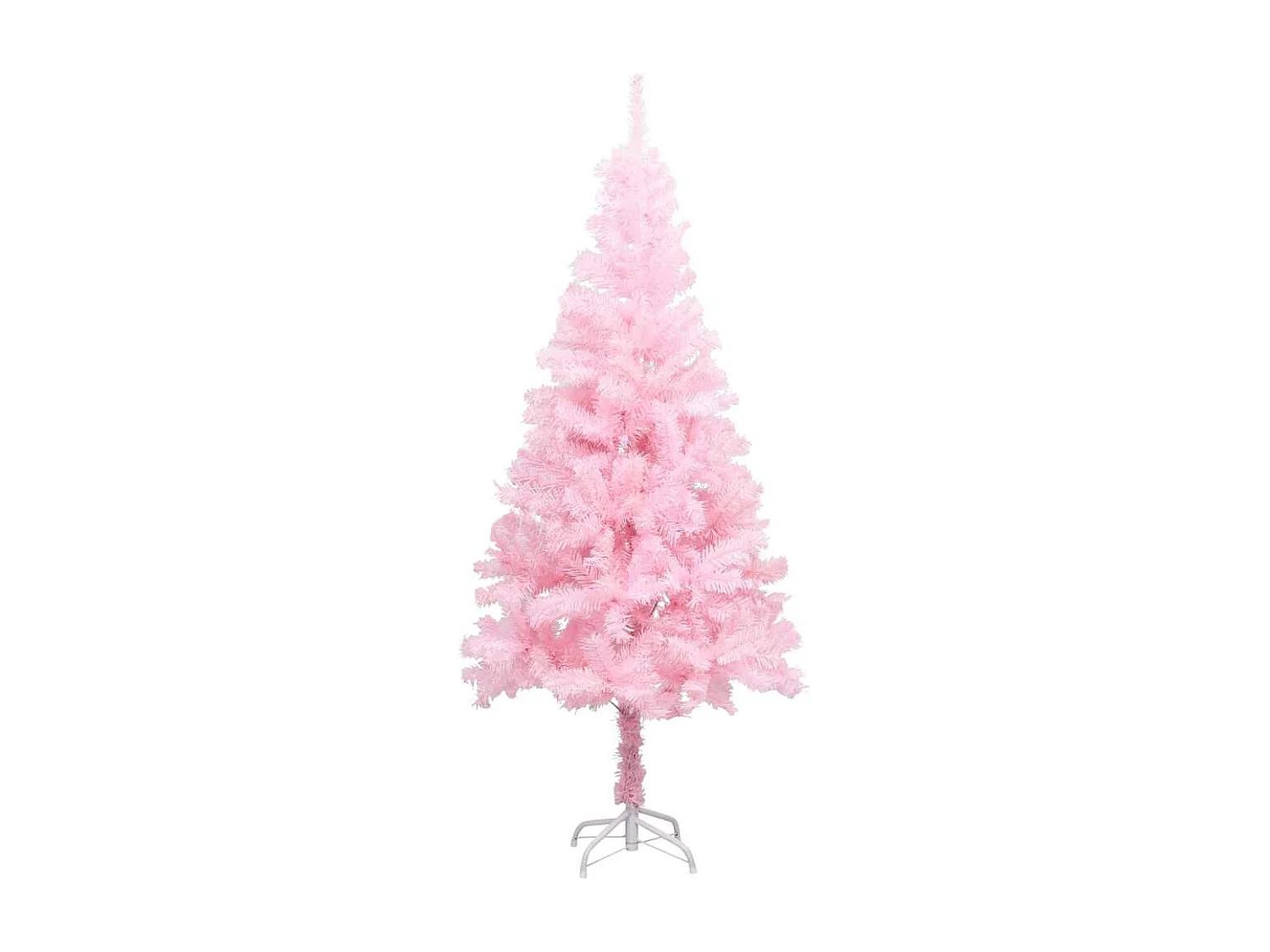 Voorverlichte kunstkerstboom met roze ballen 150 cm PVC