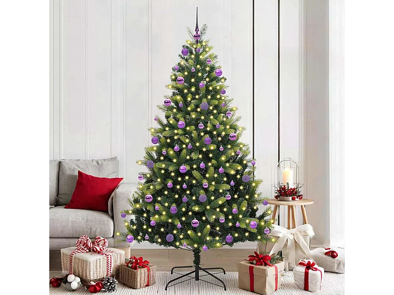 Arbre de Noël artificiel en silicone flexible 300 LEDs 210 cm