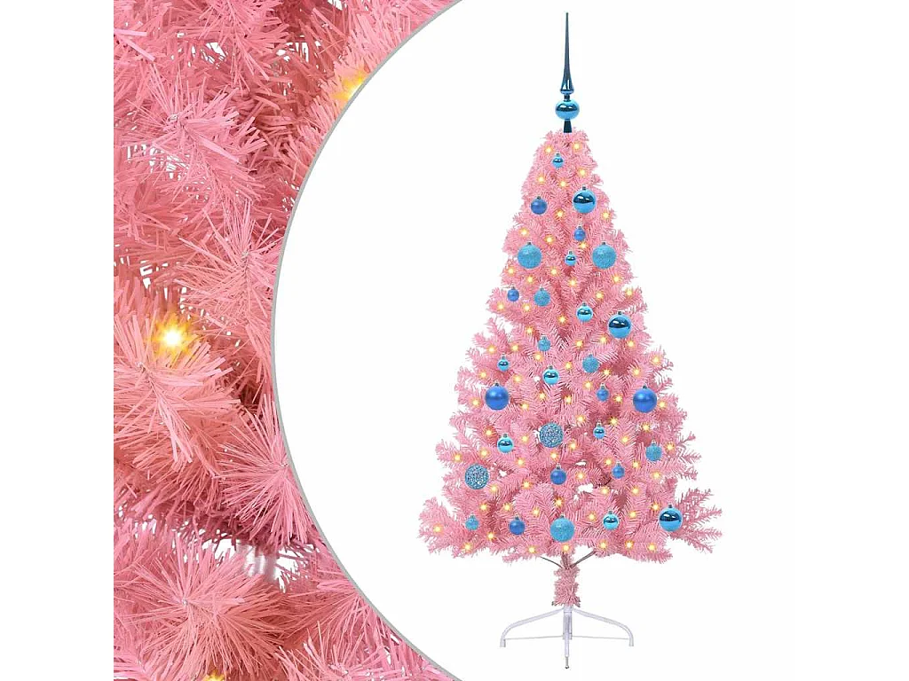 Künstlicher Weihnachtsbaum mit Beleuchtung, Rosa, 150 cm, PVC