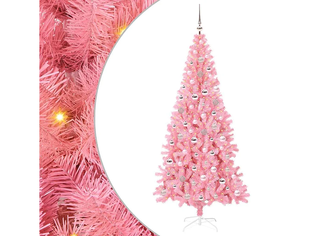 Albero di Natale con 300 LED con supporto Rosa 240 cm PVC