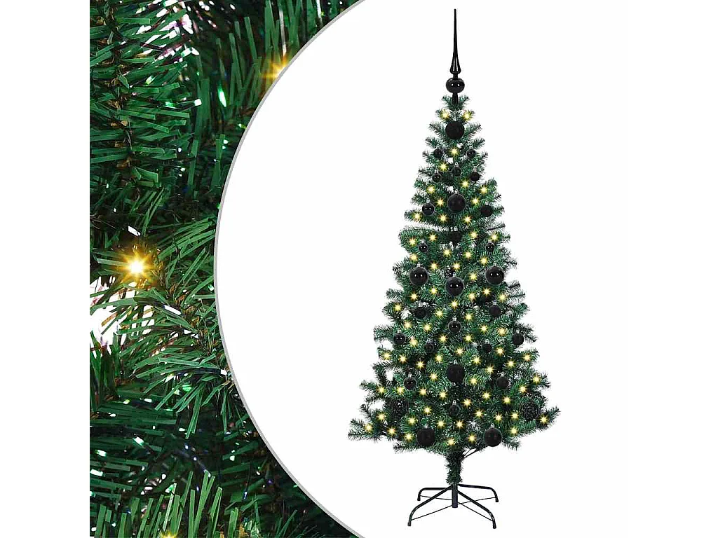 Voorverlichte kunstkerstboom groen 120 cm PVC en metaal