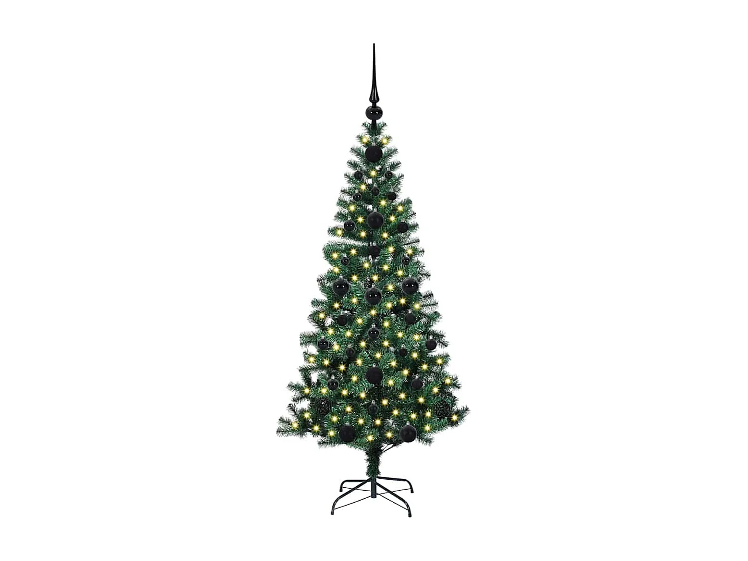 Voorverlichte kunstkerstboom groen 120 cm PVC en metaal