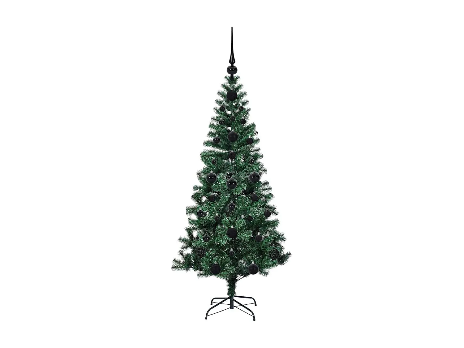 Voorverlichte kunstkerstboom groen 120 cm PVC en metaal