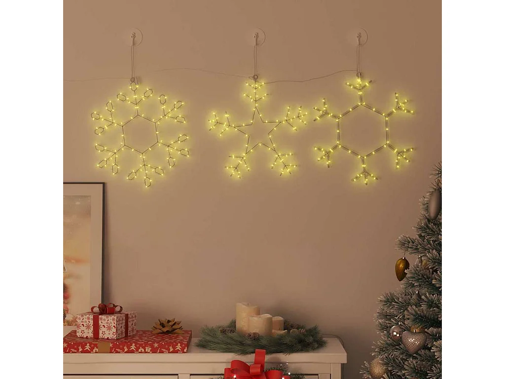 Flocon de Noël avec 252 LED Blanc chaud 45 x 38 cm PVC
