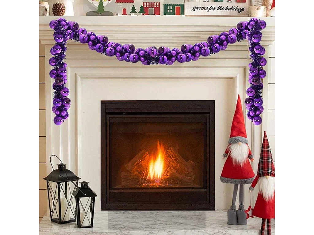 Guirlande de Boules de Noël Lilas 186 cm Polystyrène