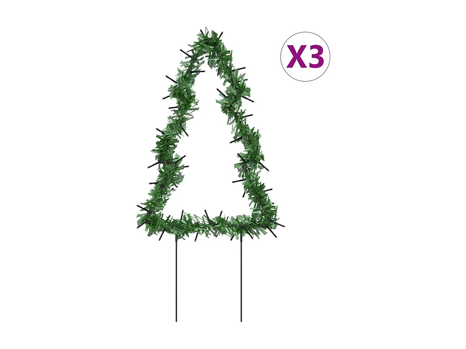 Pali decorativi per albero di Natale, 3 pezzi, 50 LED, 30 cm