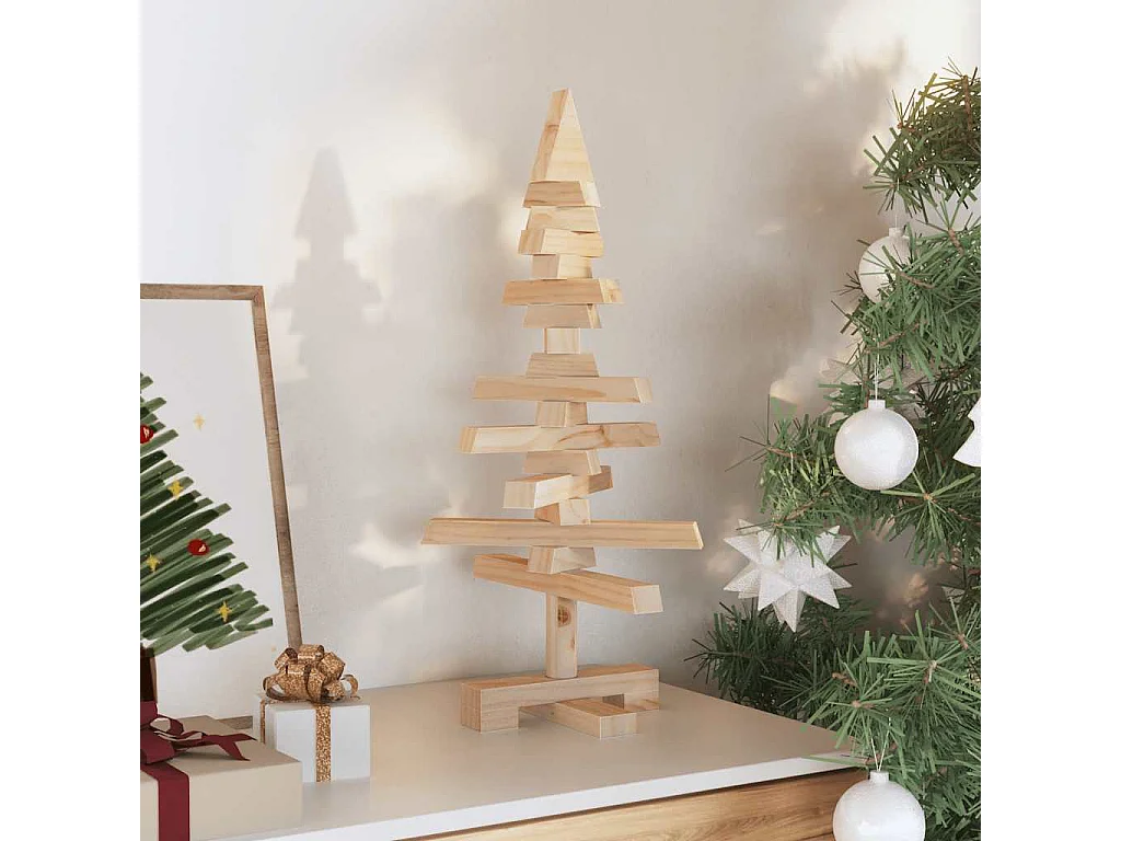Albero di Natale in legno per decorazione 60 cm in legno massello di pino
