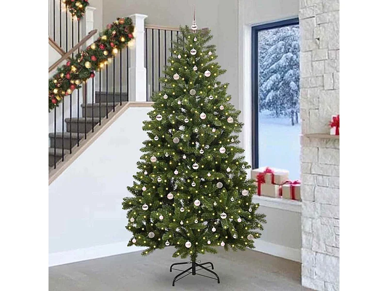 Albero di Natale artificiale con 300 LED Verde 270 cm PVC e metallo