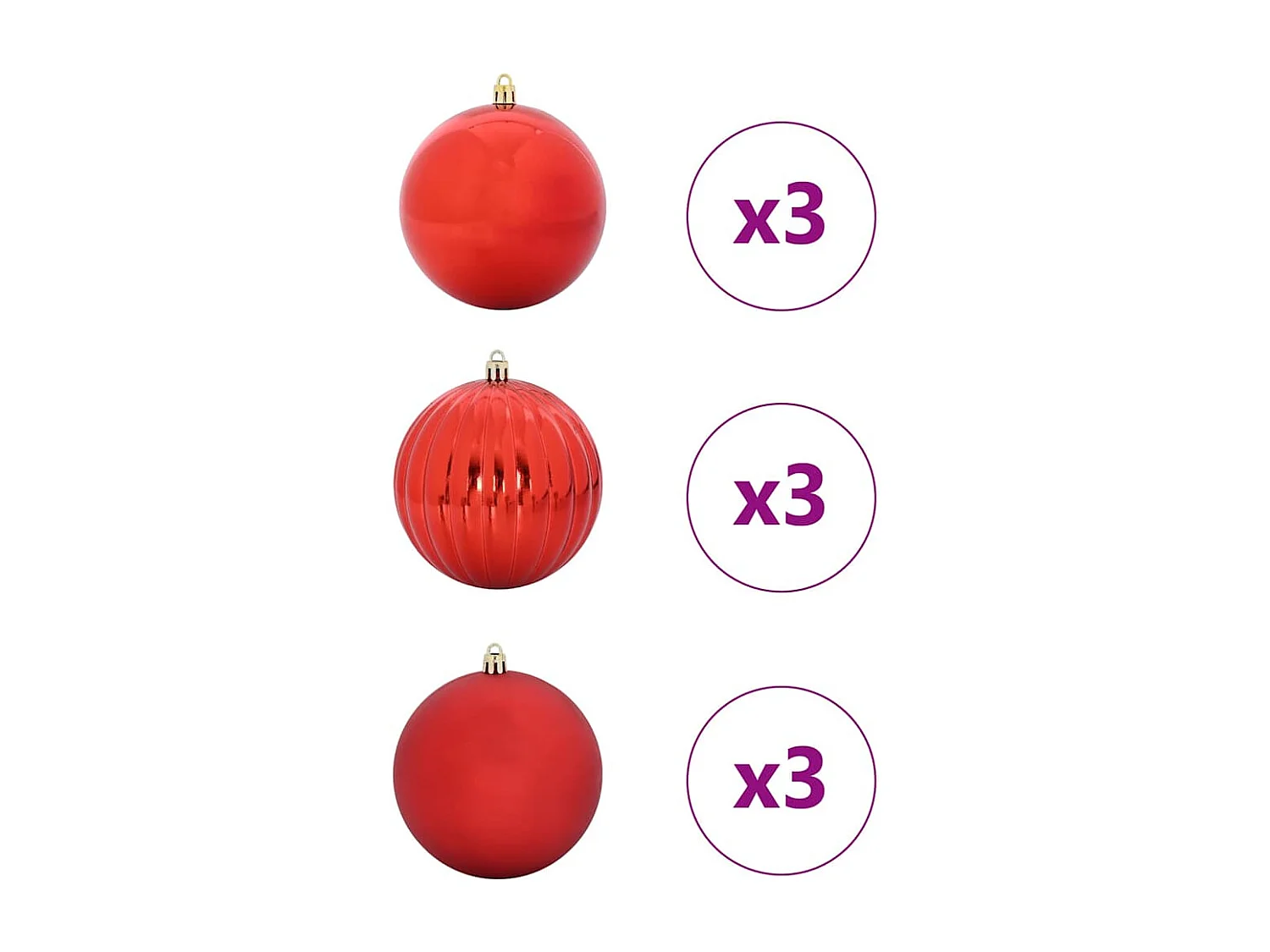 Ensemble de Boules de Noël 9 pcs Rouge