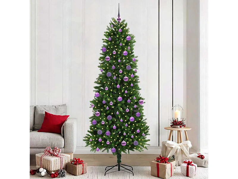 Sapin de Noël avec 300 LED avec support Vert 240 cm PE