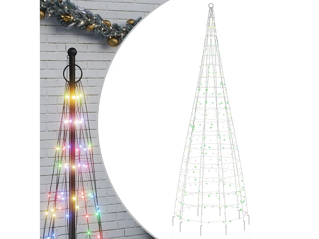 Sapin de Noël à LED sur mât de drapeau 550 LED coloré 300 cm