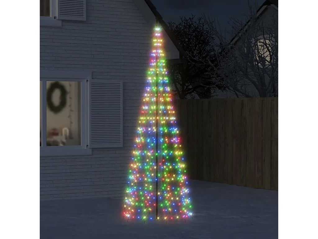 LED kerstboom op vlaggenmast 550 kleurrijke LED's 300 cm