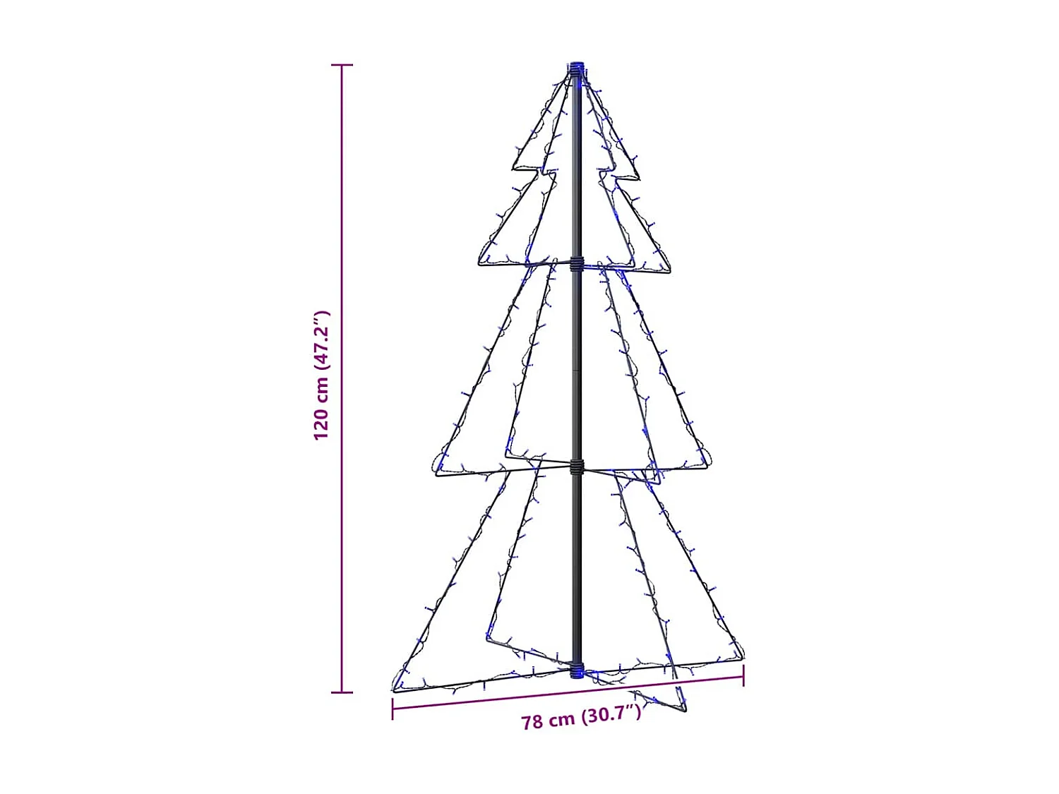 Albero di Natale a cono da interno/esterno 160 LED 78x120 cm