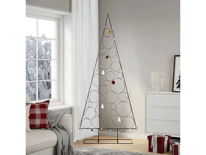 Arbre de Noël en métal pour décoration noir 210 cm