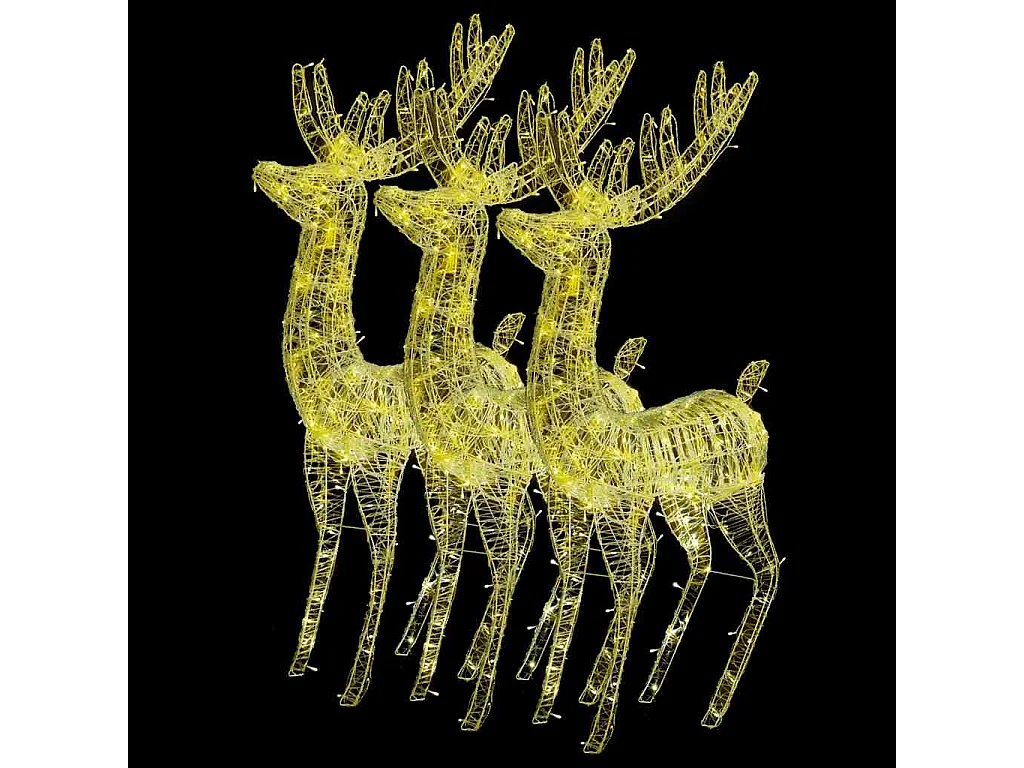 Rennes de Noël XXL Acrylique 250 LED 3 pcs 180 cm Blanc chaud
