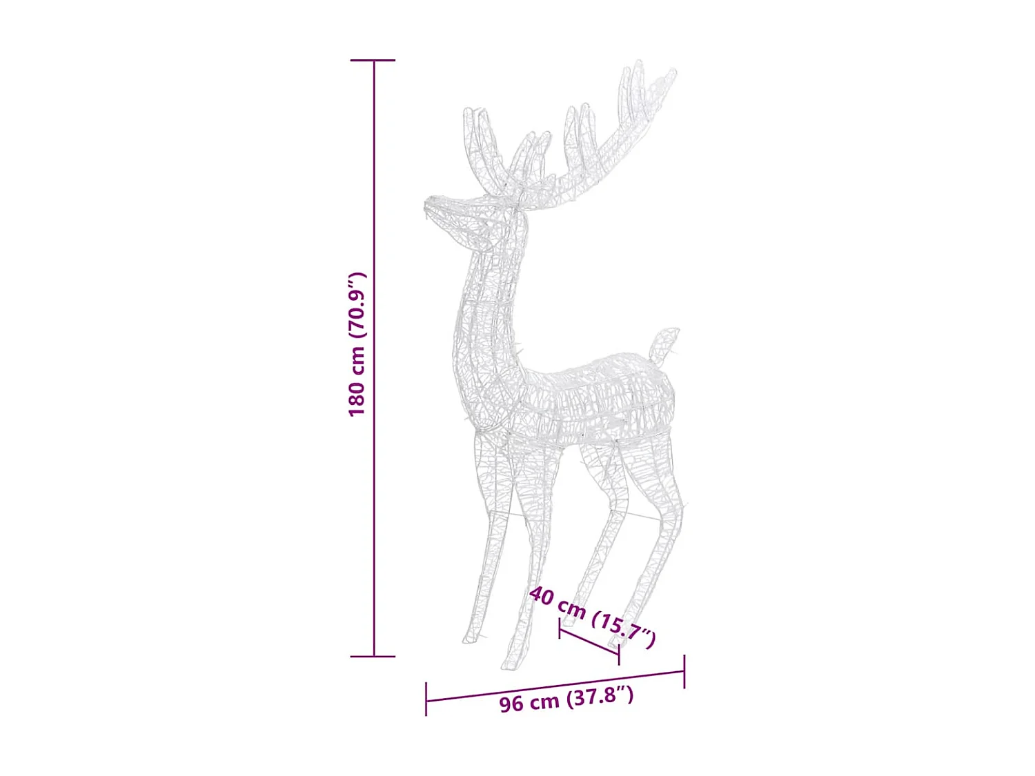 Rennes de Noël XXL Acrylique 250 LED 3 pcs 180 cm Blanc chaud