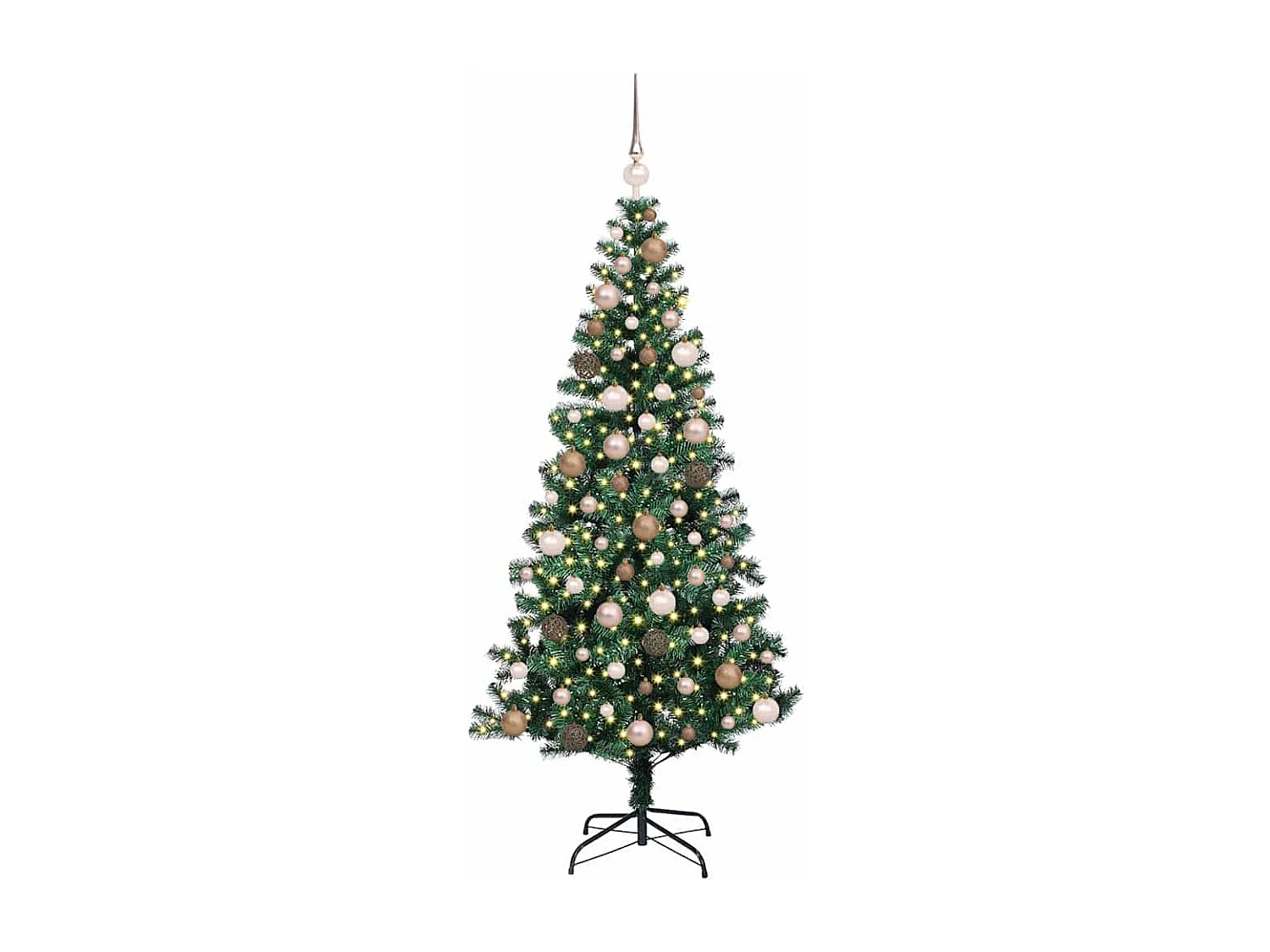 Künstlicher Weihnachtsbaum mit Beleuchtung, Grün, 180 cm, PVC und Metall