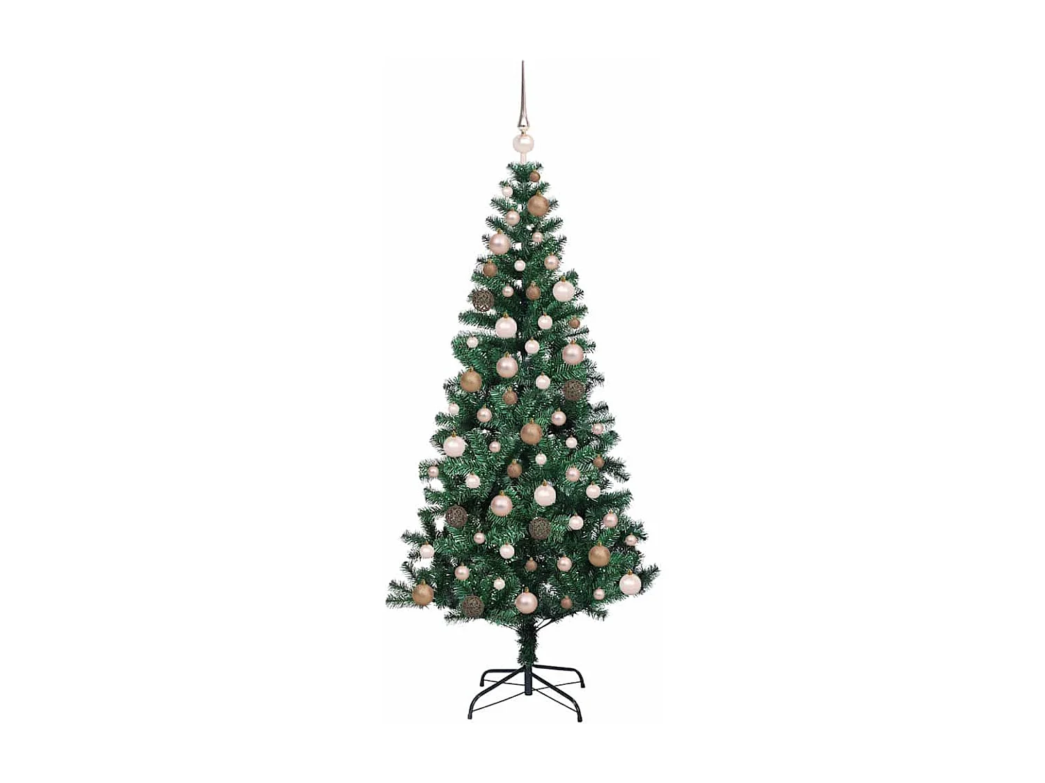 Künstlicher Weihnachtsbaum mit Beleuchtung, Grün, 180 cm, PVC und Metall