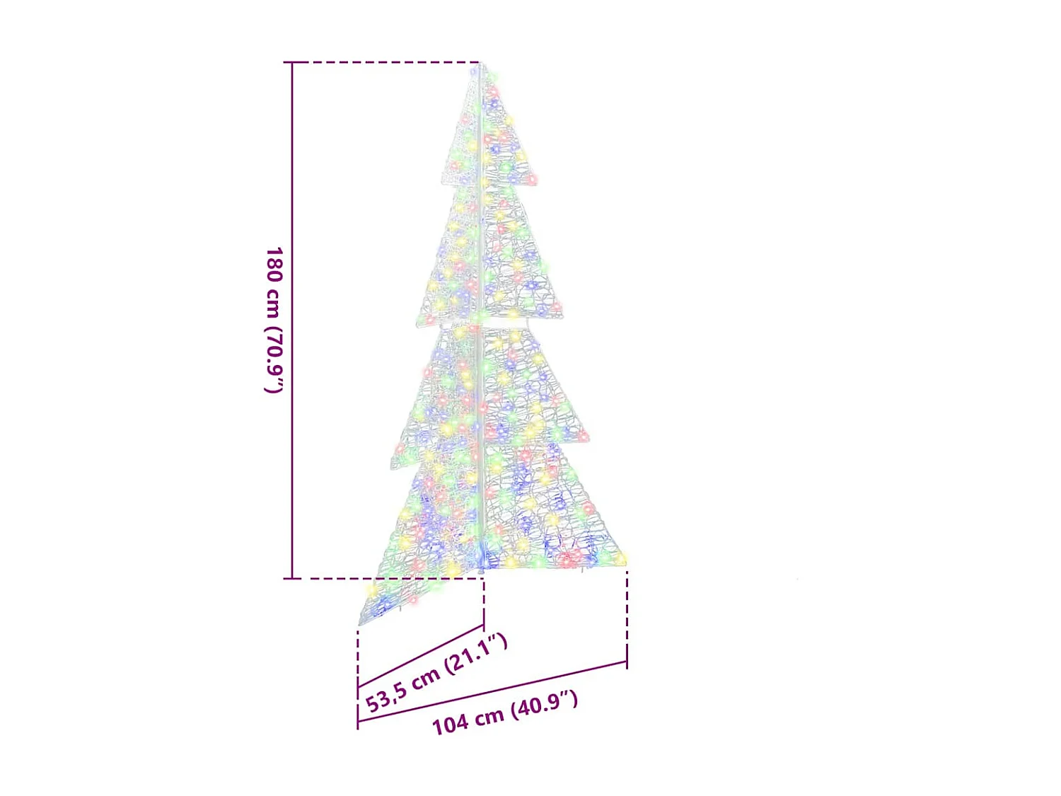 Sapin de Noël avec 240 LED Multicolore 180 cm Acrylique